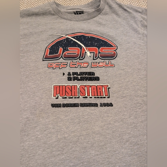 🎀 $5 Vans Heather Gray and Red Push Street Tee - Picture 2 of 4